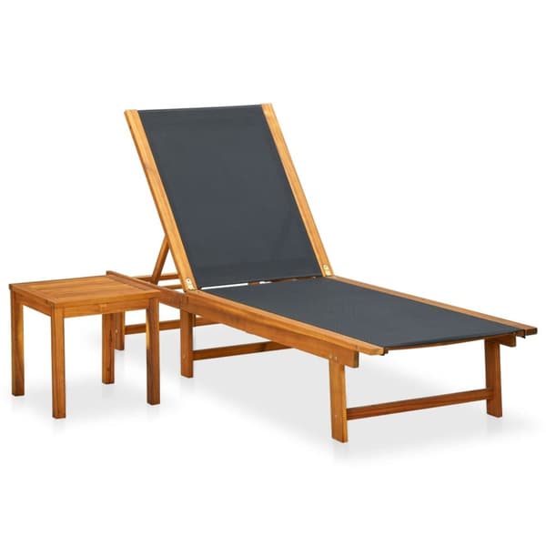 Solsäng med bord massivt akaciaträ och textilene - Trädgårdsmöbler - Trädgårdsmöbel - Home & Living