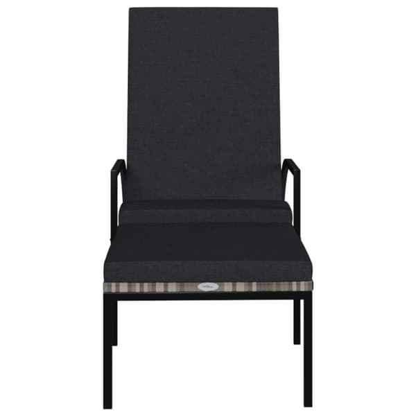 Liggestol med fodskammel polyrattan grå - Liggestol - Liggestole - Home & Living