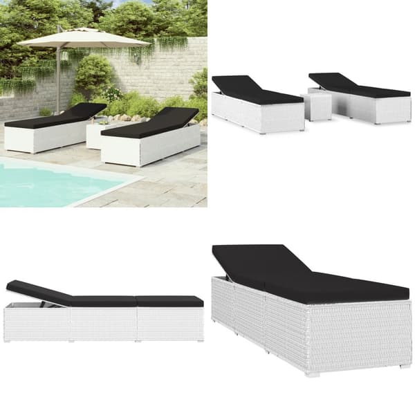 Solsängar och sidobord 3 delar konstrotting vit - Solsäng - Solsängar - Home & Living