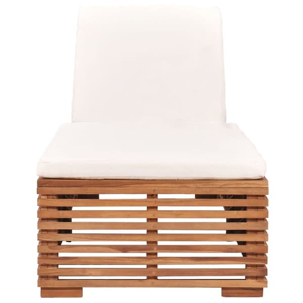 Solsäng med gräddvit dyna massiv teak - Solsäng - Solsängar - Home & Living