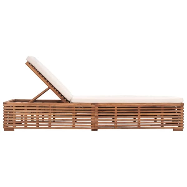 Solsäng med gräddvit dyna massiv teak - Solsäng - Solsängar - Home & Living