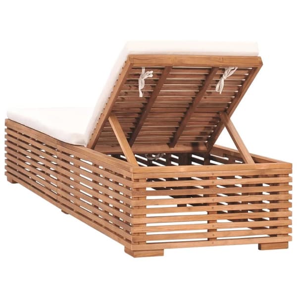 Solsäng med gräddvit dyna massiv teak - Solsäng - Solsängar - Home & Living