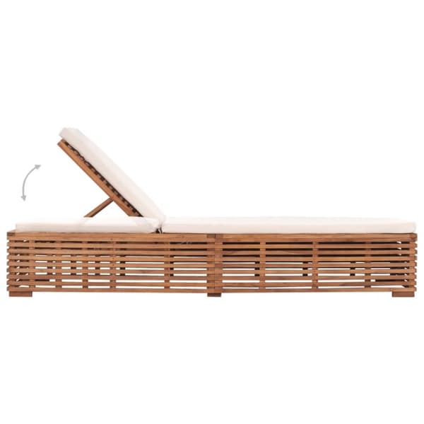 Solsäng med gräddvit dyna massiv teak - Solsäng - Solsängar - Home & Living