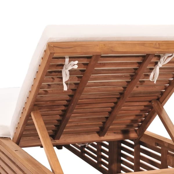 Solsäng med gräddvit dyna massiv teak - Solsäng - Solsängar - Home & Living