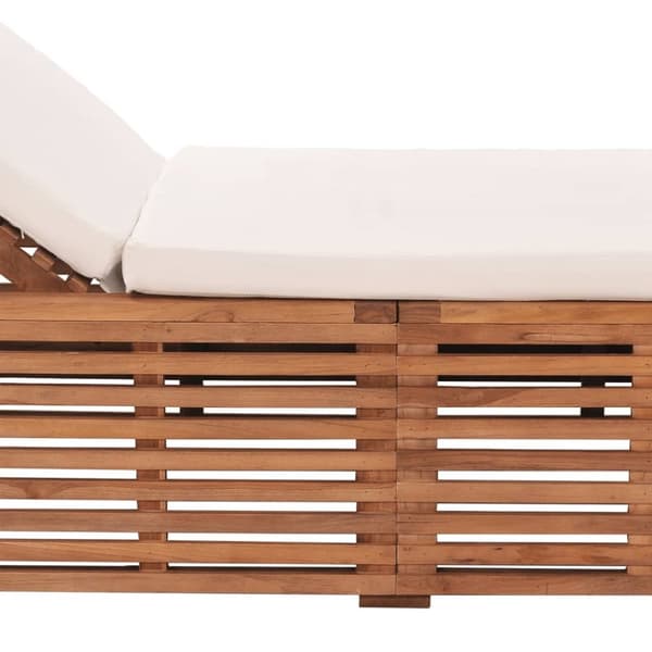 Solsäng med gräddvit dyna massiv teak - Solsäng - Solsängar - Home & Living