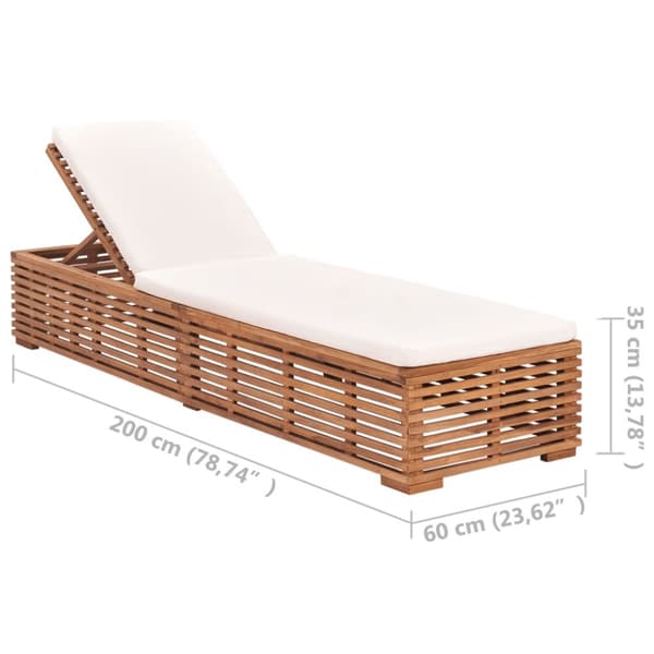 Solsäng med gräddvit dyna massiv teak - Solsäng - Solsängar - Home & Living
