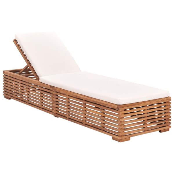 Solsäng med gräddvit dyna massiv teak - Solsäng - Solsängar - Home & Living