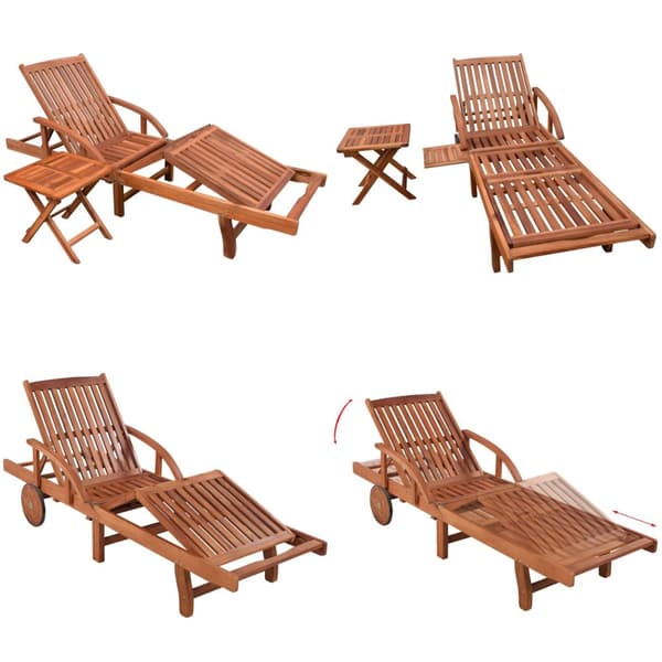 Solsäng med bord massivt akaciaträ - Solstol - Solstolar - Home & Living