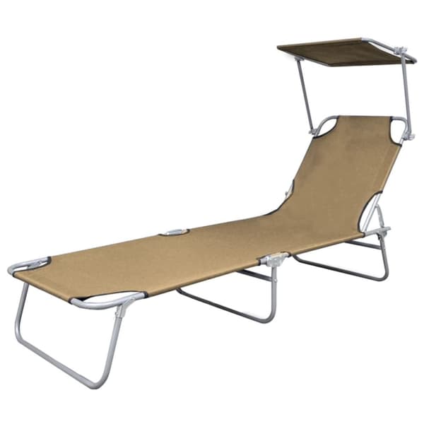 Hopfällbar solsäng med tak stål taupe - Solsäng - Solsängar - Home & Living