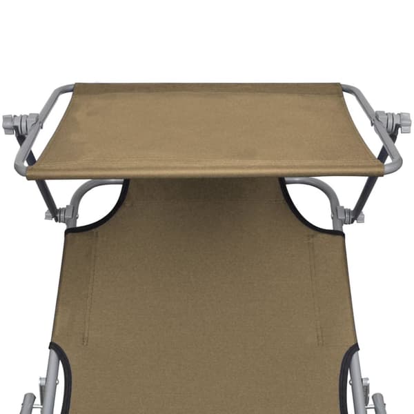 Hopfällbar solsäng med tak stål taupe - Solsäng - Solsängar - Home & Living