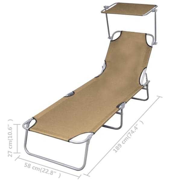Hopfällbar solsäng med tak stål taupe - Solsäng - Solsängar - Home & Living