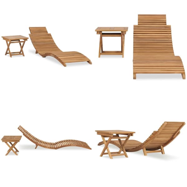 Hopfällbar solsäng med bord massiv teak - Solsäng - Solsängar - Home & Living