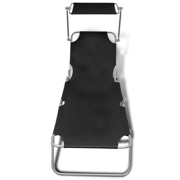 Foldbar liggestol med baldakin stål og stof sort - Liggestol - Liggestole - Home & Living