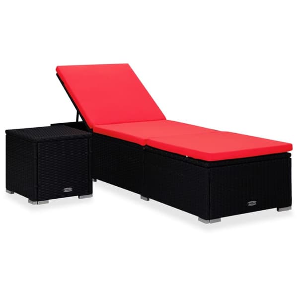 Liggestol med hynde og tebord polyrattan rød - Liggestol - Liggestole - Home & Living