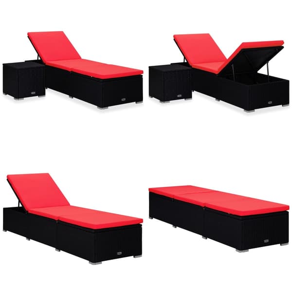 Solsäng med dyna & sidobord konstrotting röd - Solsäng - Solsängar - Home & Living