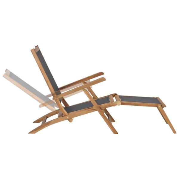 Däckstol med fotstöd massiv teak svart - Däckstol - Däckstolar - Home & Living