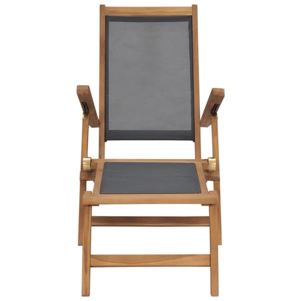 Däckstol med fotstöd massiv teak svart - Däckstol - Däckstolar - Home & Living
