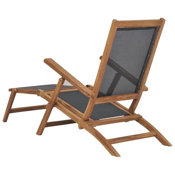 Däckstol med fotstöd massiv teak svart - Däckstol - Däckstolar - Home & Living