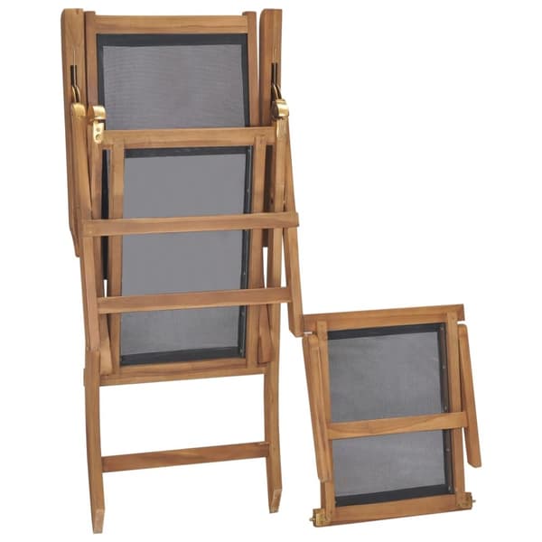 Däckstol med fotstöd massiv teak svart - Däckstol - Däckstolar - Home & Living