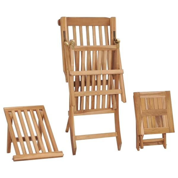 Däckstol med fotstöd och bord massiv teak - Däckstol - Däckstolar - Home & Living