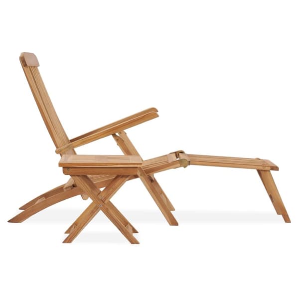 Däckstol med fotstöd och bord massiv teak - Däckstol - Däckstolar - Home & Living