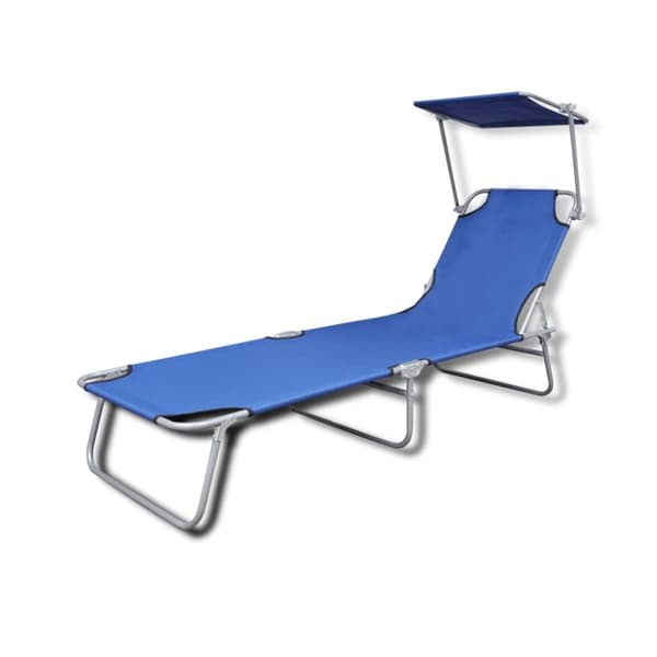 Foldbar liggestol med baldakin stål og stof blå - Liggestol - Liggestole - Home & Living