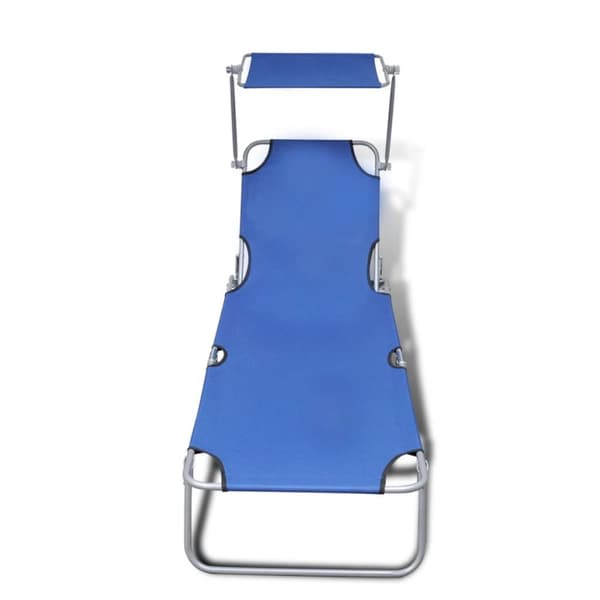 Foldbar liggestol med baldakin stål og stof blå - Liggestol - Liggestole - Home & Living