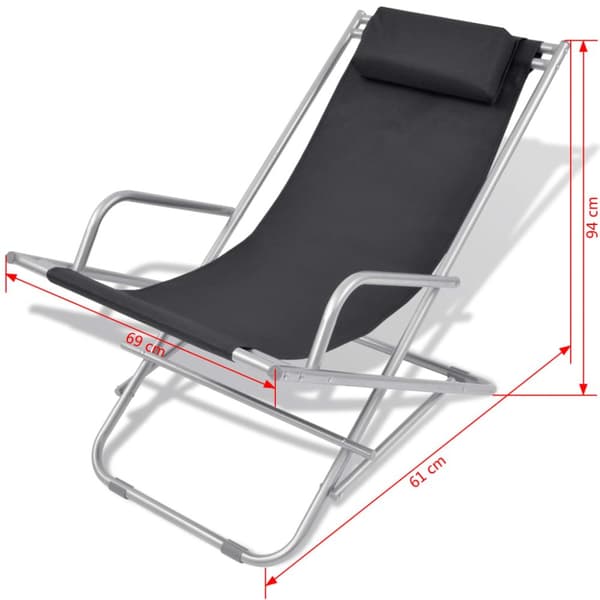Solstolar 2 st stål svart - Däckstol - Däckstolar - Home & Living