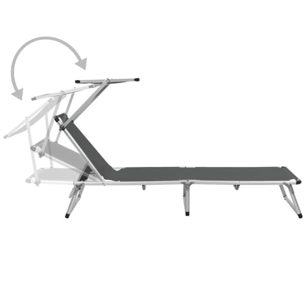 Foldbar liggestol med tag aluminium og textilene grå - Liggestol - Liggestole - Home & Living