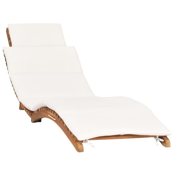 Hopfällbar solsäng med gräddvit dyna massiv teak - Solsäng - Solsängar - Home & Living