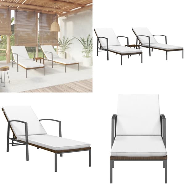 Solsängar 2 st med bord konstrotting brun - Solsäng Med Bord - Solsängar Med Bord - Home & Living