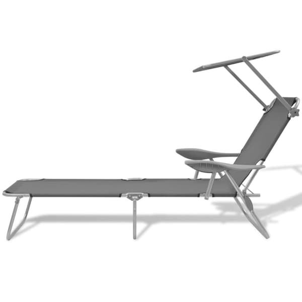 Solsäng med tak stål grå - Solstol - Solstolar - Home & Living