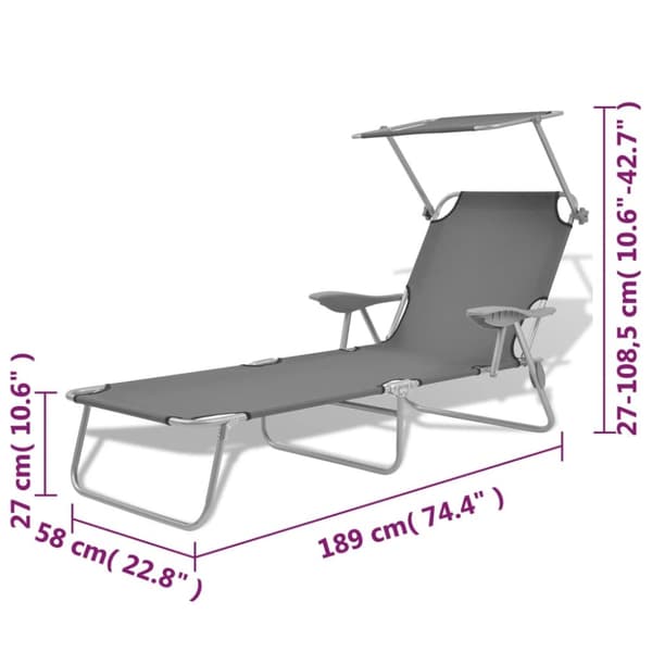 Solsäng med tak stål grå - Solstol - Solstolar - Home & Living