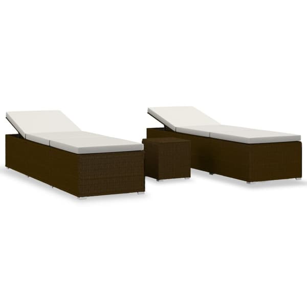 Solsängar och sidobord 3 delar konstrotting brun - Solsäng - Solsängar - Home & Living