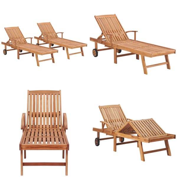 Solsäng 2 st med dyna massiv teak - Solstol - Solstolar - Home & Living