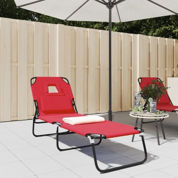 Solsäng fällbar röd oxfordtyg & pulverlackerat stål - Solsäng - Solsängar - Home & Living