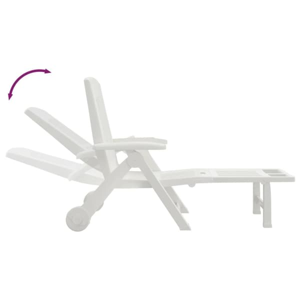 Hopfällbar solsäng med hjul vit PP - Fällbar Solstol - Fällbara Solstolar - Home & Living