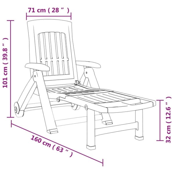 Hopfällbar solsäng med hjul vit PP - Fällbar Solstol - Fällbara Solstolar - Home & Living