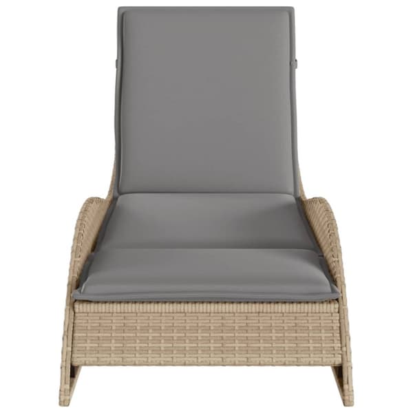 liggestol med hynde 60x205x73 cm polyrattan beige