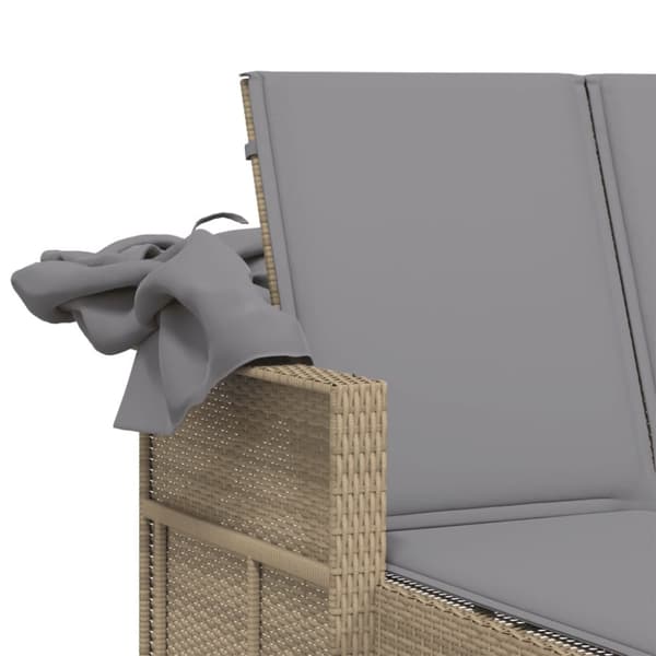 Kaksinkertainen lepotuoli katos ja tyynyt, sekoitettu beige