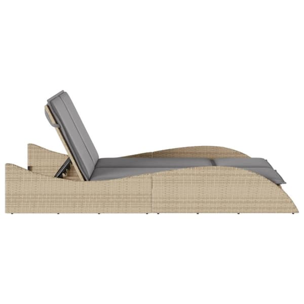 Lepotuoli tyynyillä, beige, 114x205x73 cm, polyrottinki