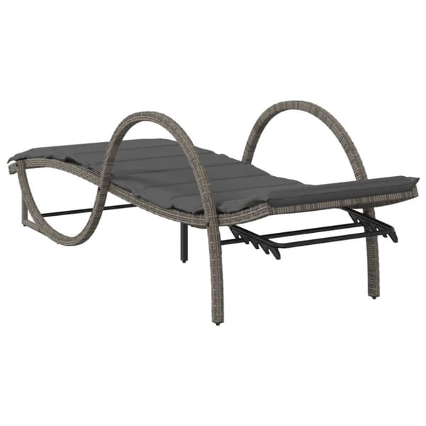 liggestole 2 stk. med bord polyrattan grå