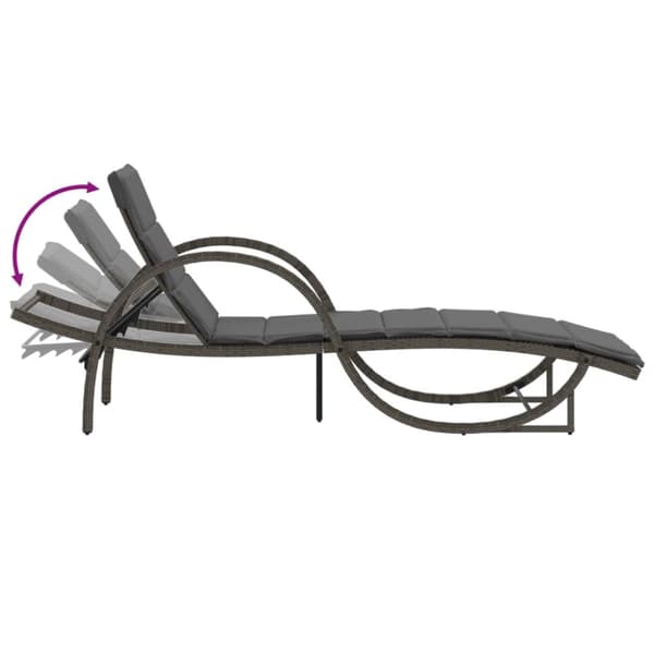 liggestole 2 stk. med bord polyrattan grå