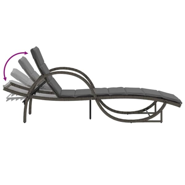 vidaXL liggestol med hynde 60x199x42 cm polyrattan grå