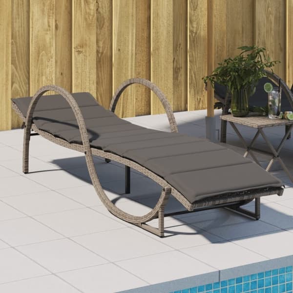 vidaXL liggestol med hynde 60x199x42 cm polyrattan grå