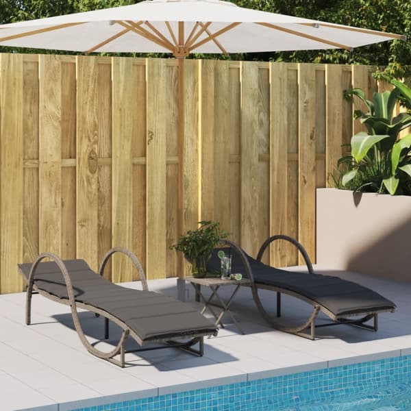 vidaXL liggestol med hynde 60x199x42 cm polyrattan grå
