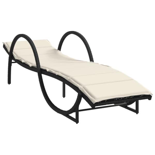 vidaXL Solsängar 2 st med bord svart konstrotting
