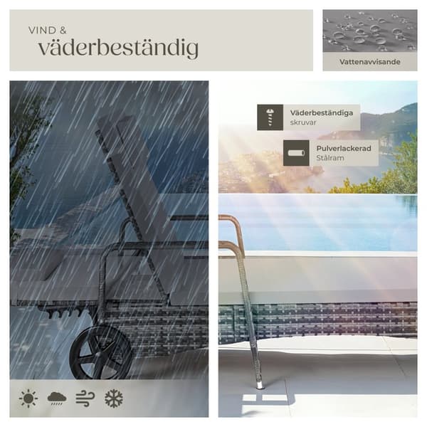Solsäng i konstrotting med hjul - grå/ljusgrå