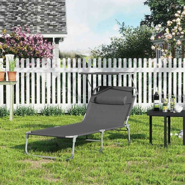 Rootz Solstol - Solstol - Schäslong - Antracit - Järnstomme - Syntetfibertyg - 71cm x 200cm x 38cm
