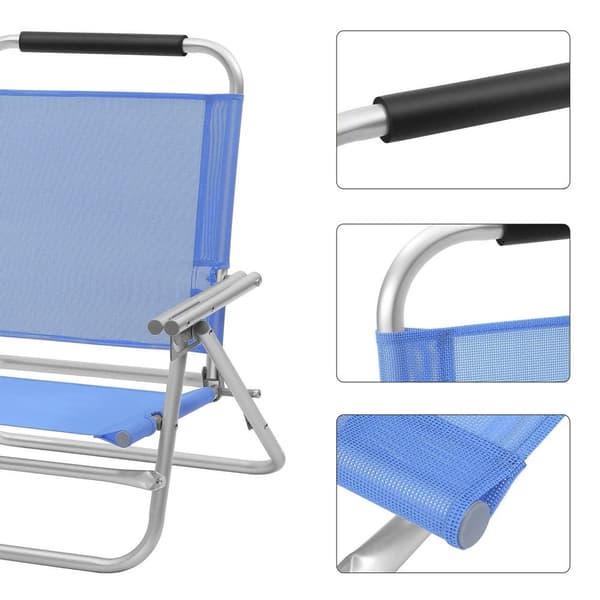 Rootz 2 Pack Beach Chair Set - Taitettavat tuolit - Kannettavat istuimet - Kevyt alumiinirunko - Synteettinen kuitukangas - 57 cm x 59 cm x 71 cm